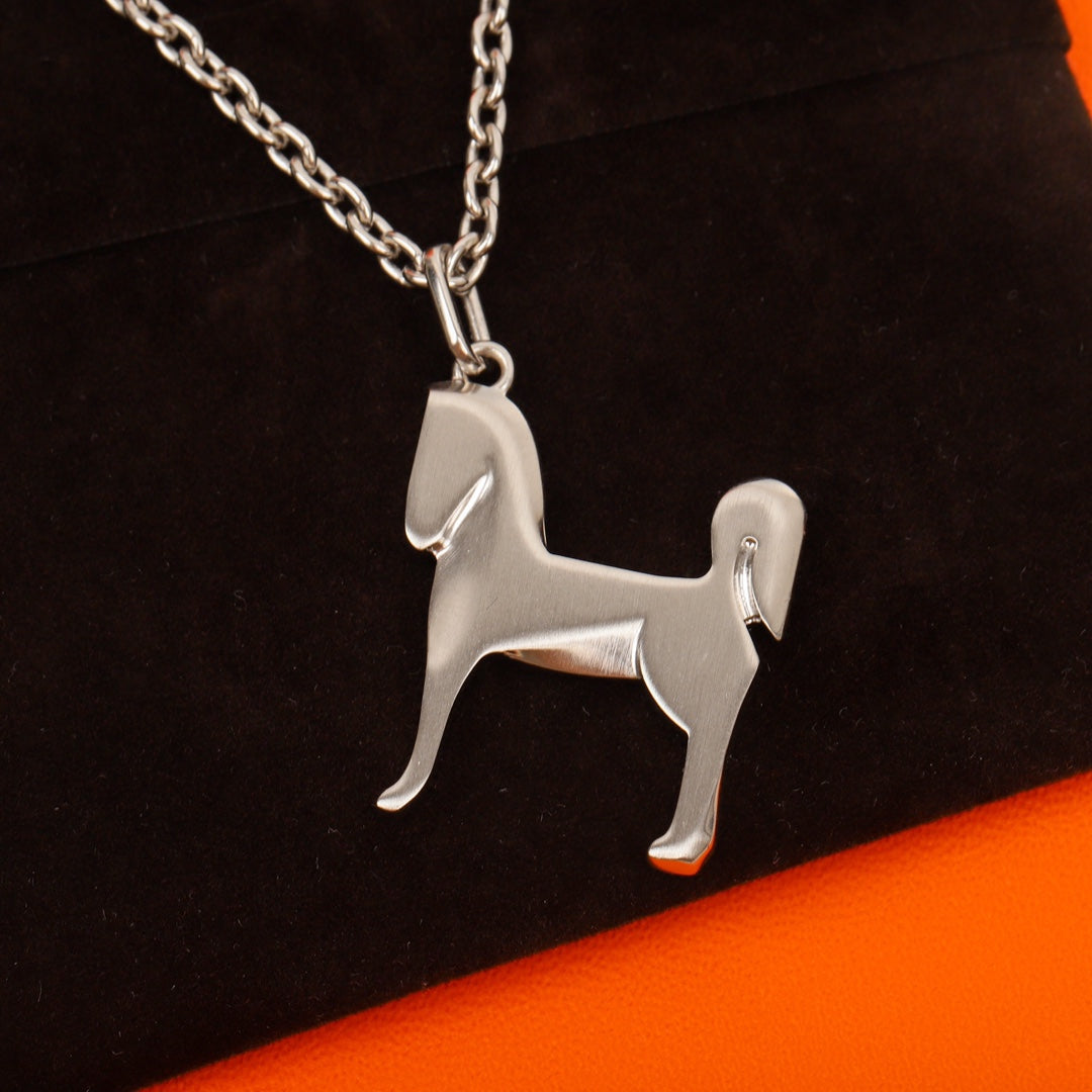 Pony Concave Silver Necklace XLA479