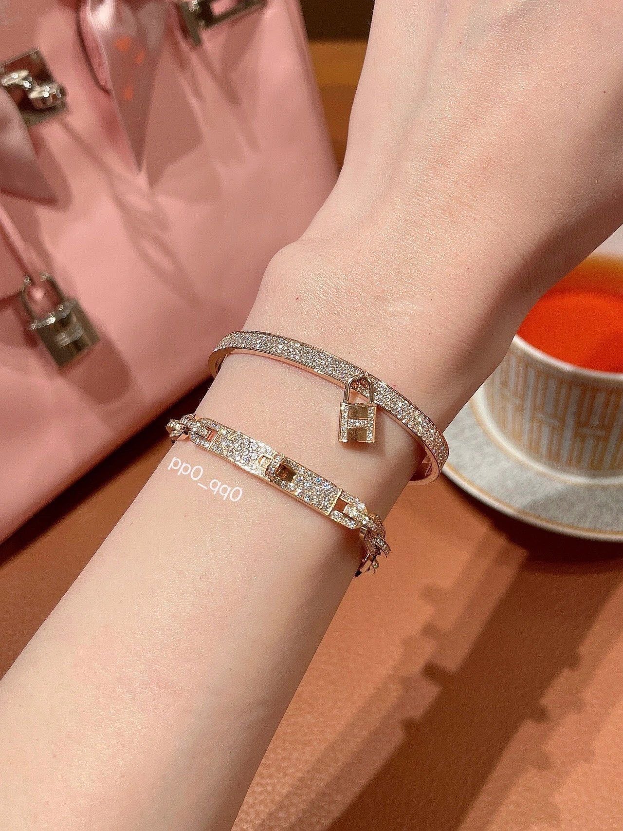 Kelly Clochette Diamond Set Rose Gold Bracelet SLA166