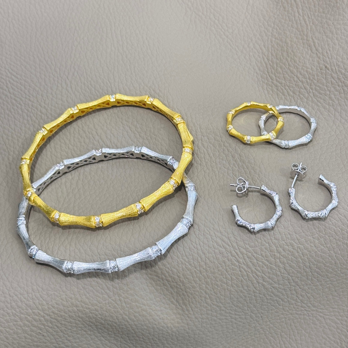 bamboo knot brushed silver earrings eha682