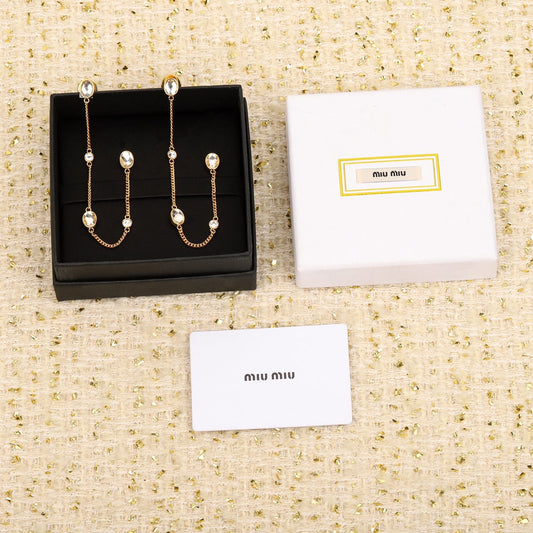 tassel rhinestone yellow gold earrings eha595