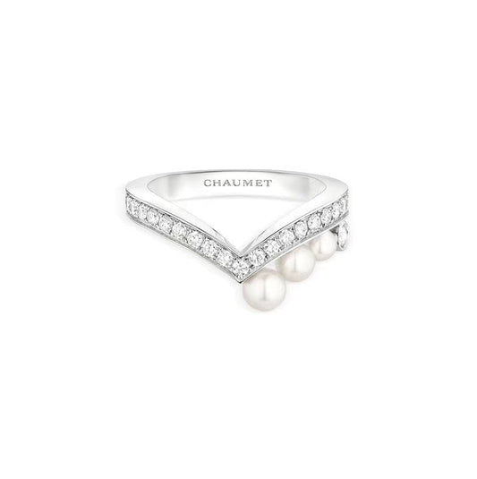 v shaped half pearl ring jza158