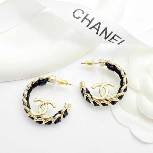 24 leather wearing c ring earrings spiral earrings eha630