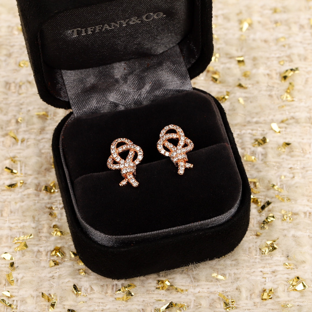 Full Diamond Key Rose Gold Earrings EHA737