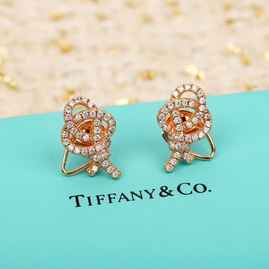 Full Diamond Key Rose Gold Earrings EHA737