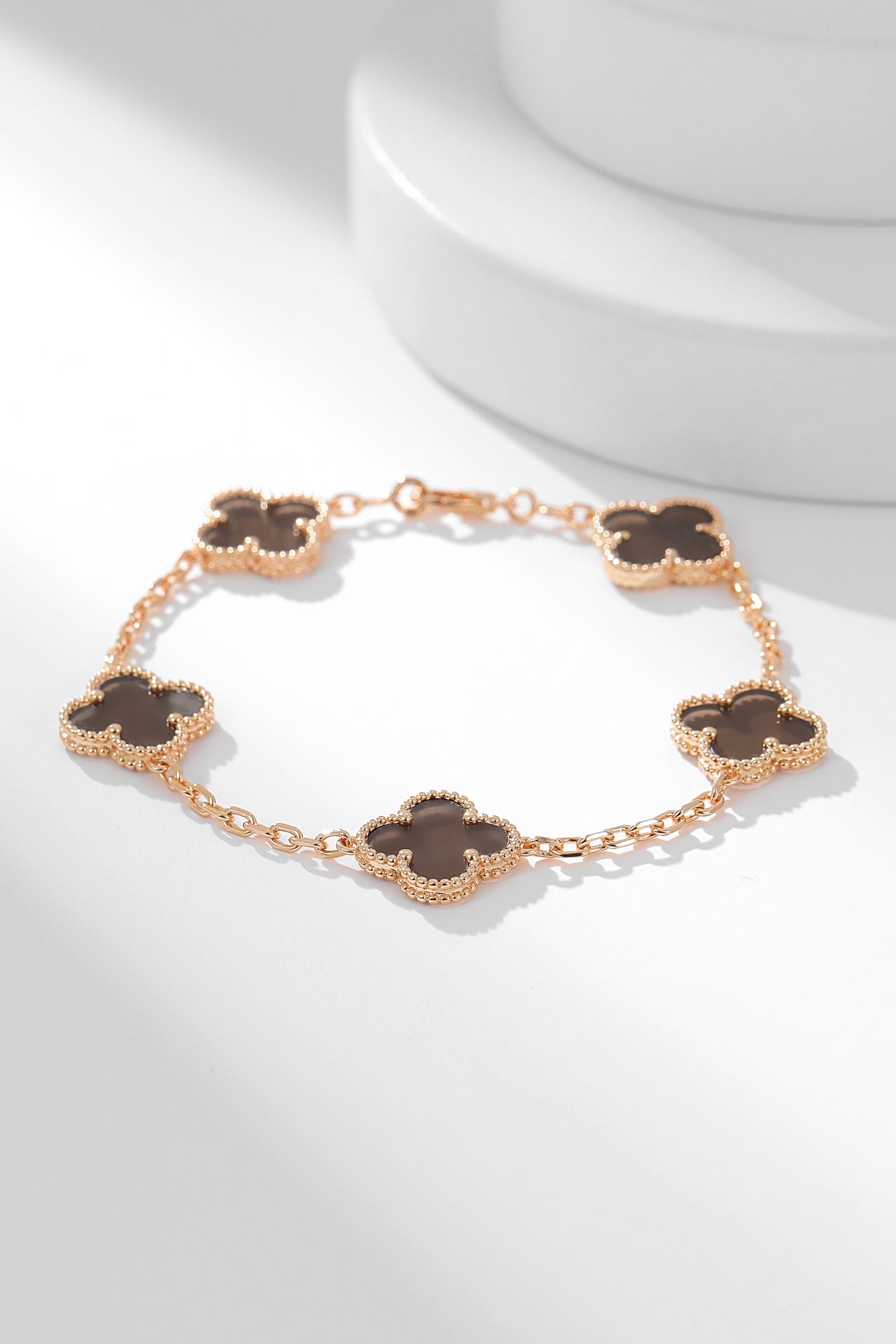 Silver Shine Stone Five Flower Rose Gold Bracelet SLA156