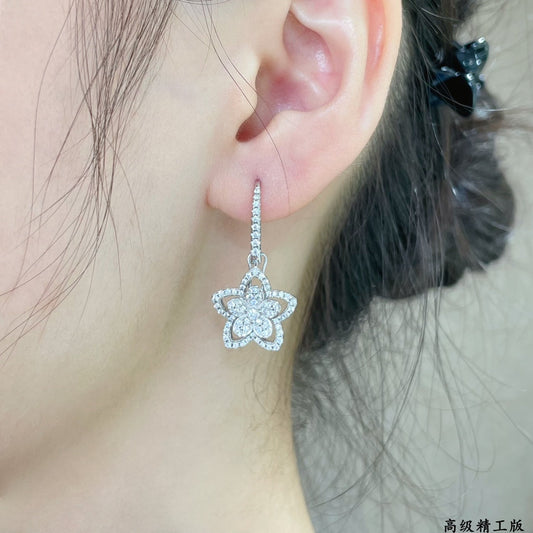 Silver Large Flower Earrings EHA793