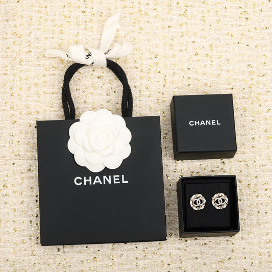 cha round double c leather earrings eha633
