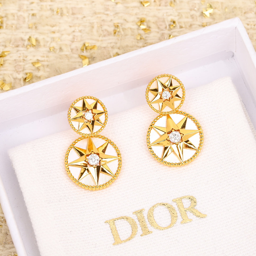 Compass Rose Series Yellow Gold Earrings EHA821