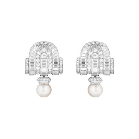 palace style pearl paperclip silver earring eha662