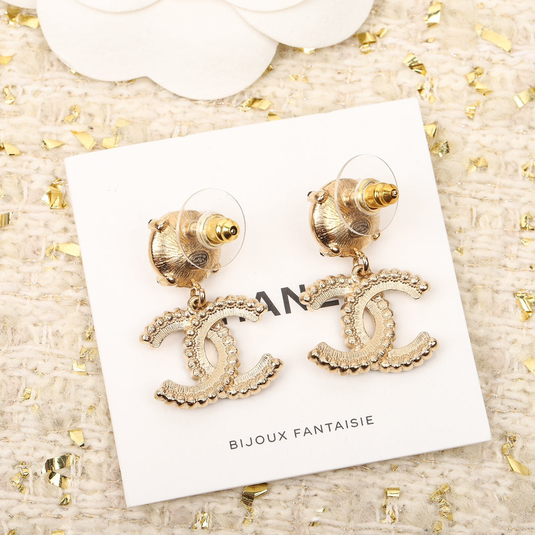 cha double c yellow gold earrings eha600