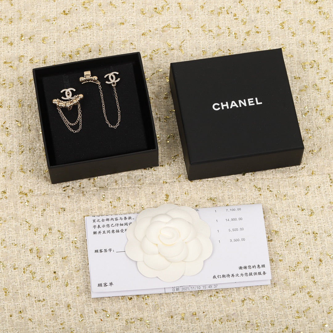 double c studded asymmetric tassel earrings eha558