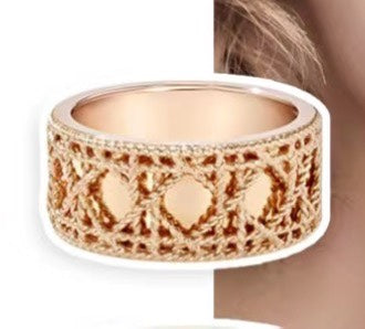 gold tengge pattern wide edition ring jza160
