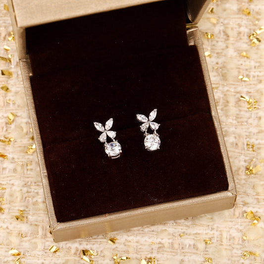 butterfly diamond silver earrings eha619