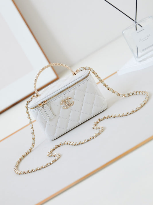 10CM milky white long box crossbody handbag AP4046