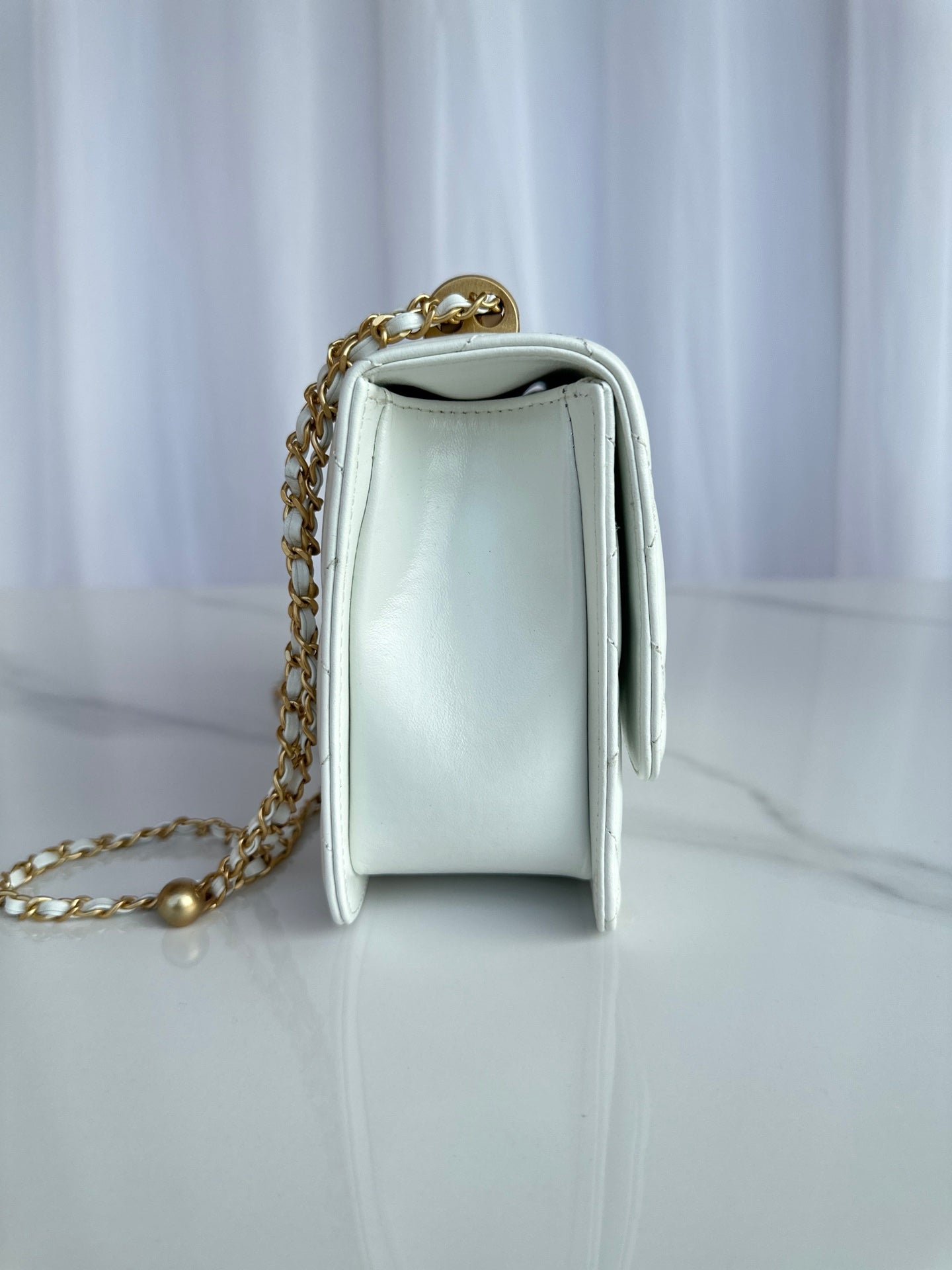 22CM white cowhide crossbody shoulder bag AS2649