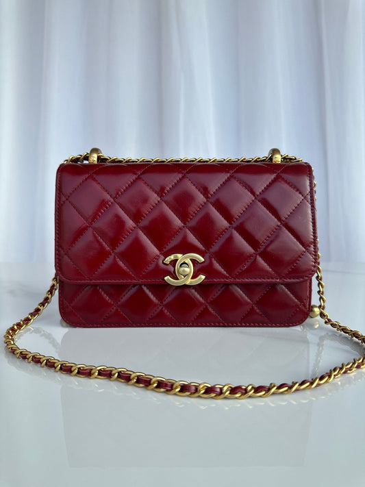 22CM red cowhide crossbody shoulder bag AS2649