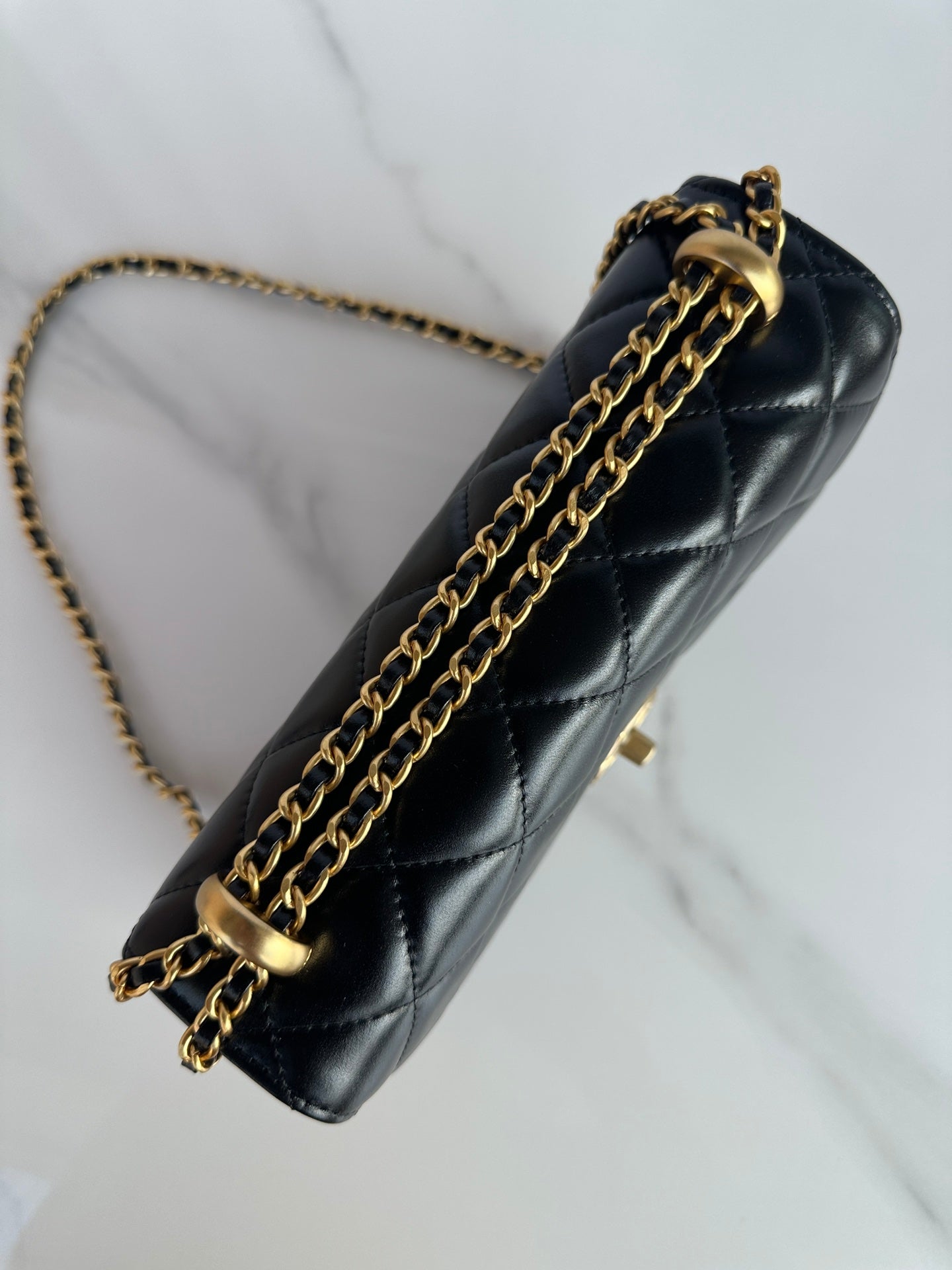 22CM black cowhide crossbody shoulder bag AS2649