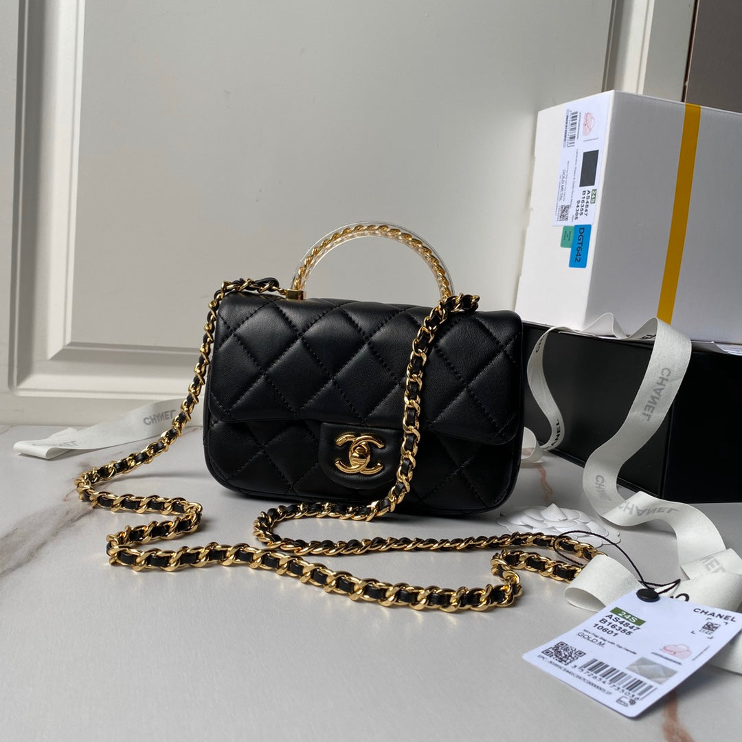 12CM CF mini 24s chain black crossbody handbag AS4847