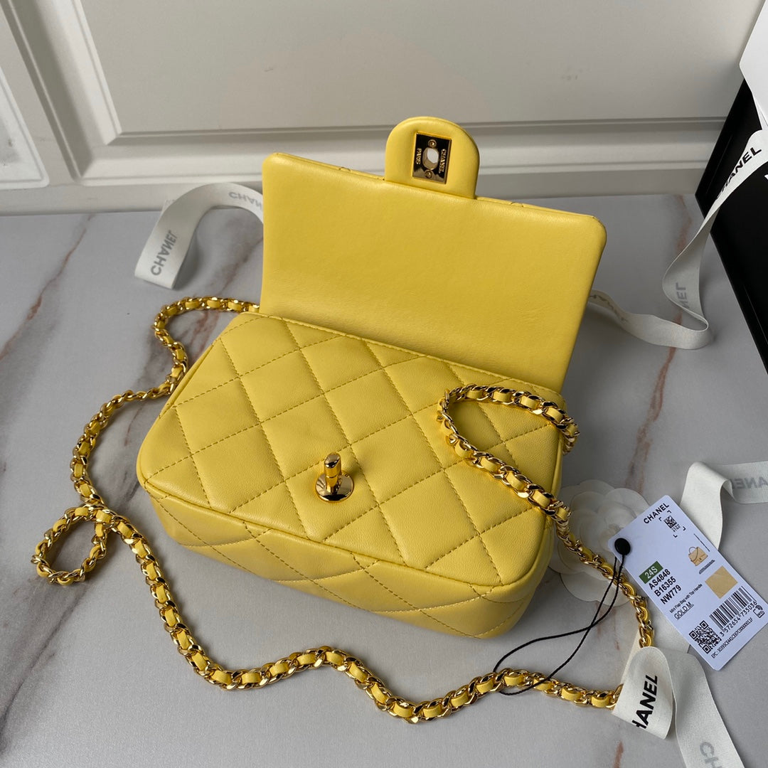 CHA 13CM Gold Chain Handheld Shoulder Bag AS4848