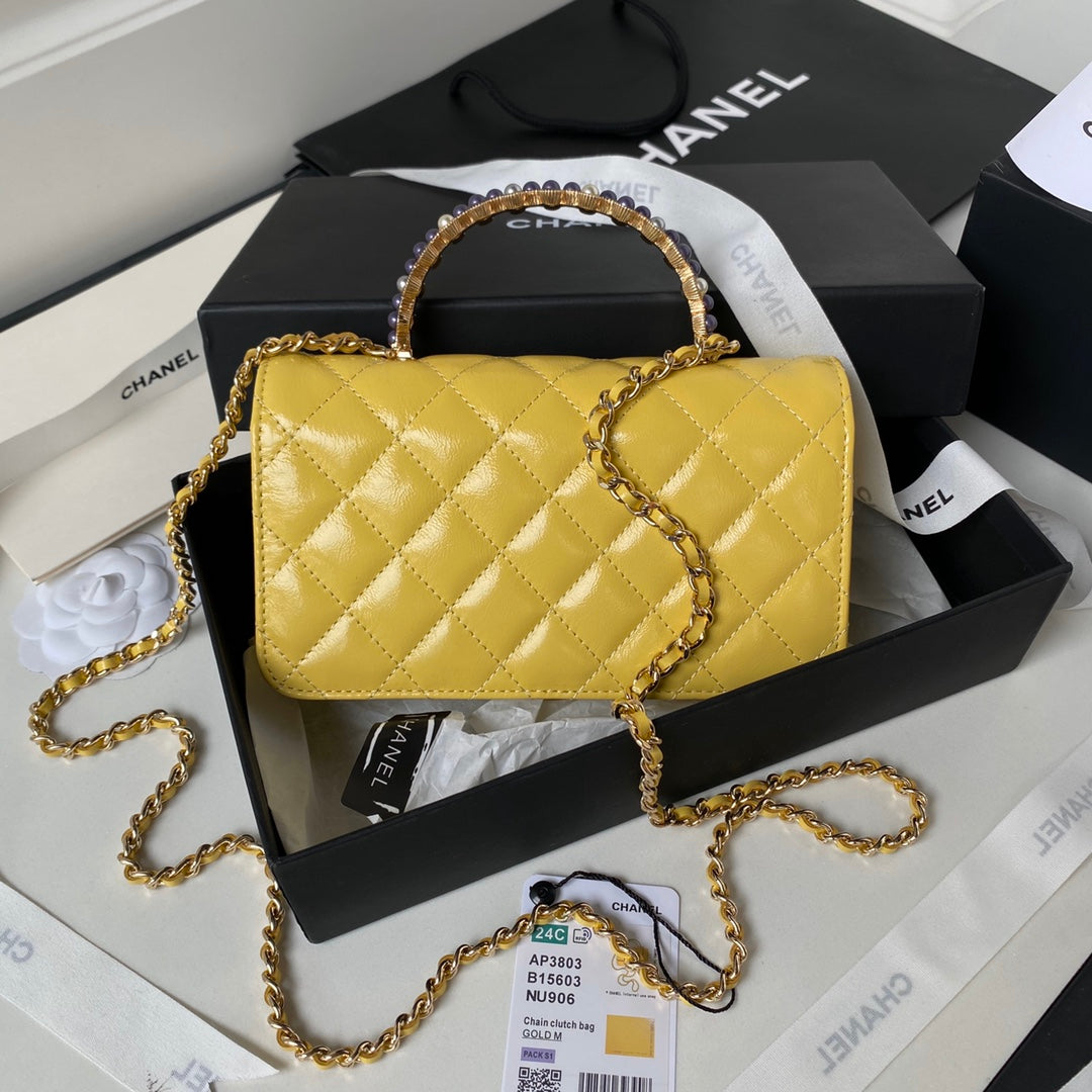 19CM woc pearl yellow relief double C handbag Ap3803