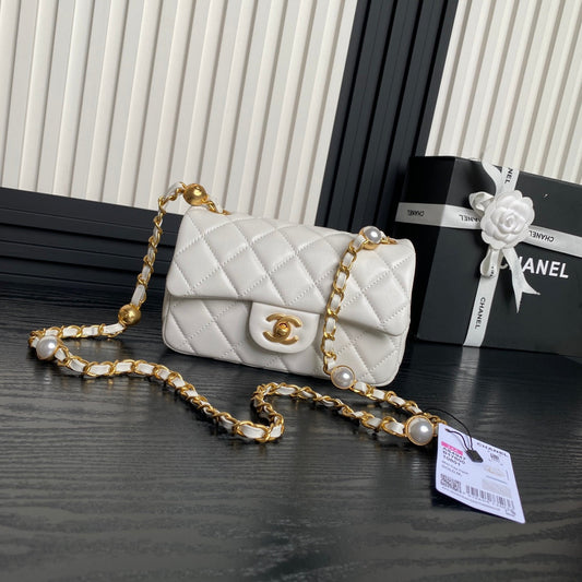 cha 12cm white 24b double c crossbody shoulder bag as4947