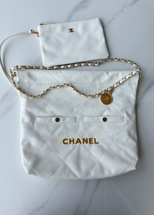 cha 35cm cowhide white shoulder bag as3260