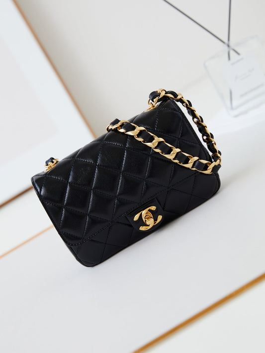 13cm black cf thick chain crossbody shoulder bag as5123