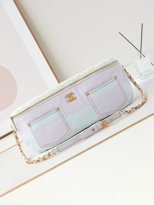19cm24 light blue light purple sand sui beauty waist shoulder bag as4718