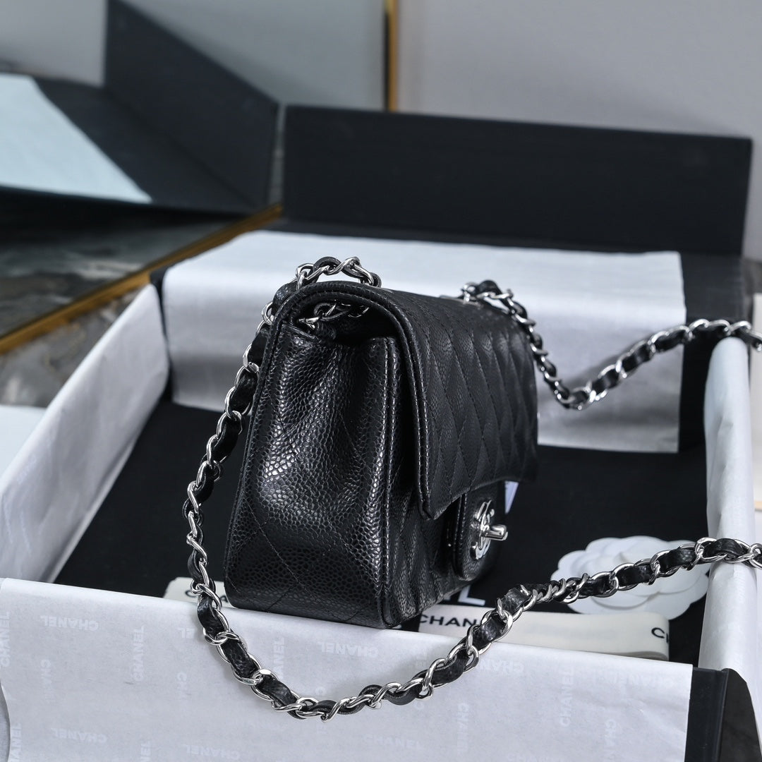 20CM Classic Flap Leather Chain Cross Shoulder Bag A01116