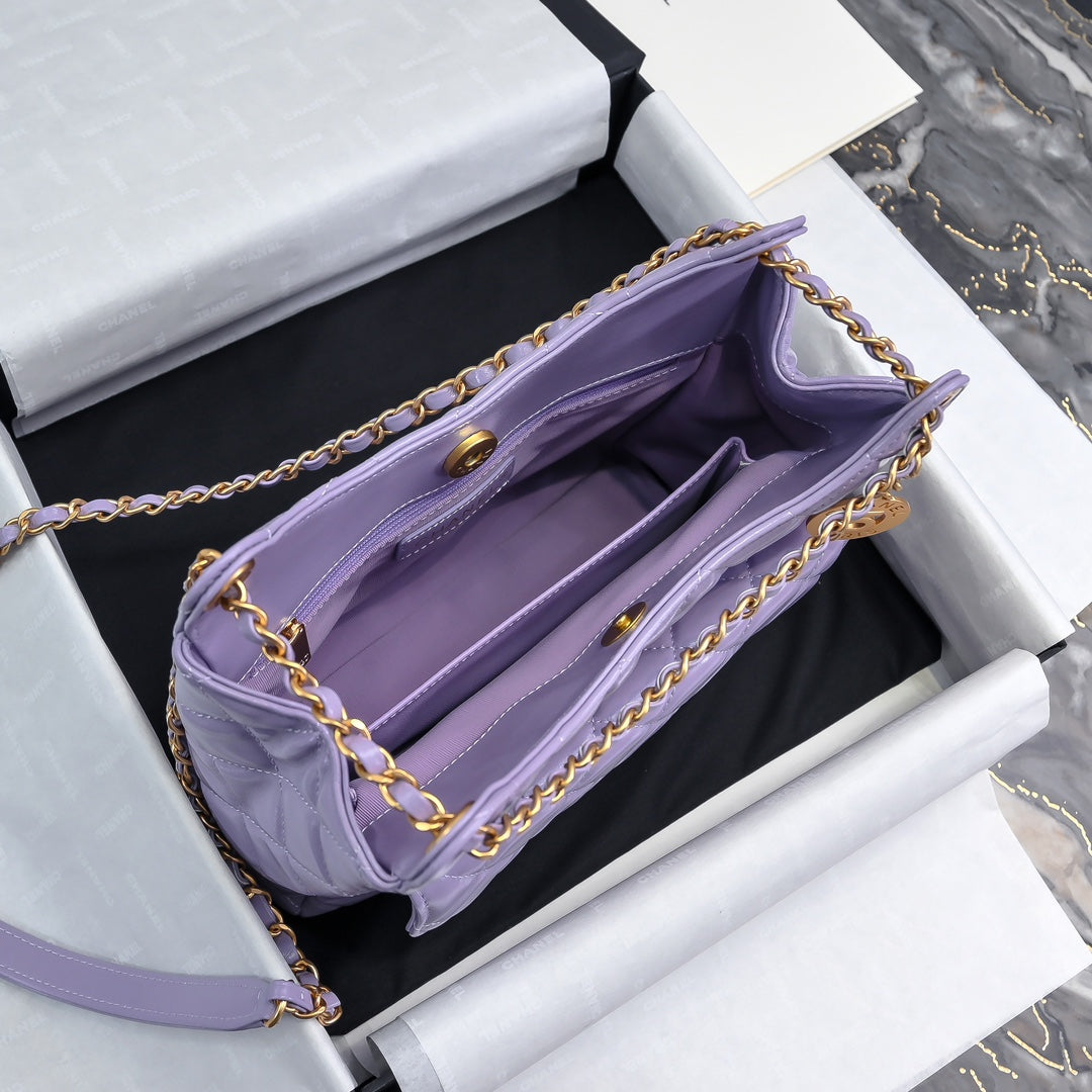 17CM Large Hobo Purple Diamond Grid Underarm Bag AS4322