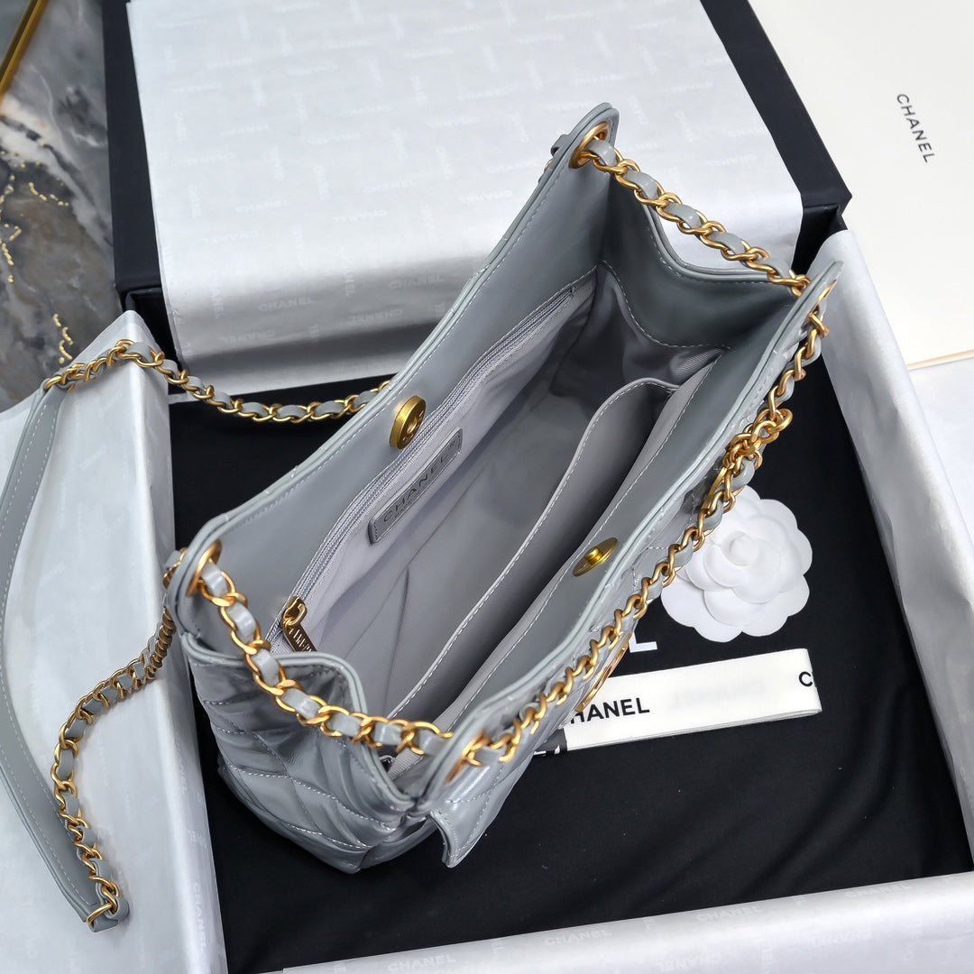 17CM Large Hobo Grey Diamond Grid Underarm Bag AS4322