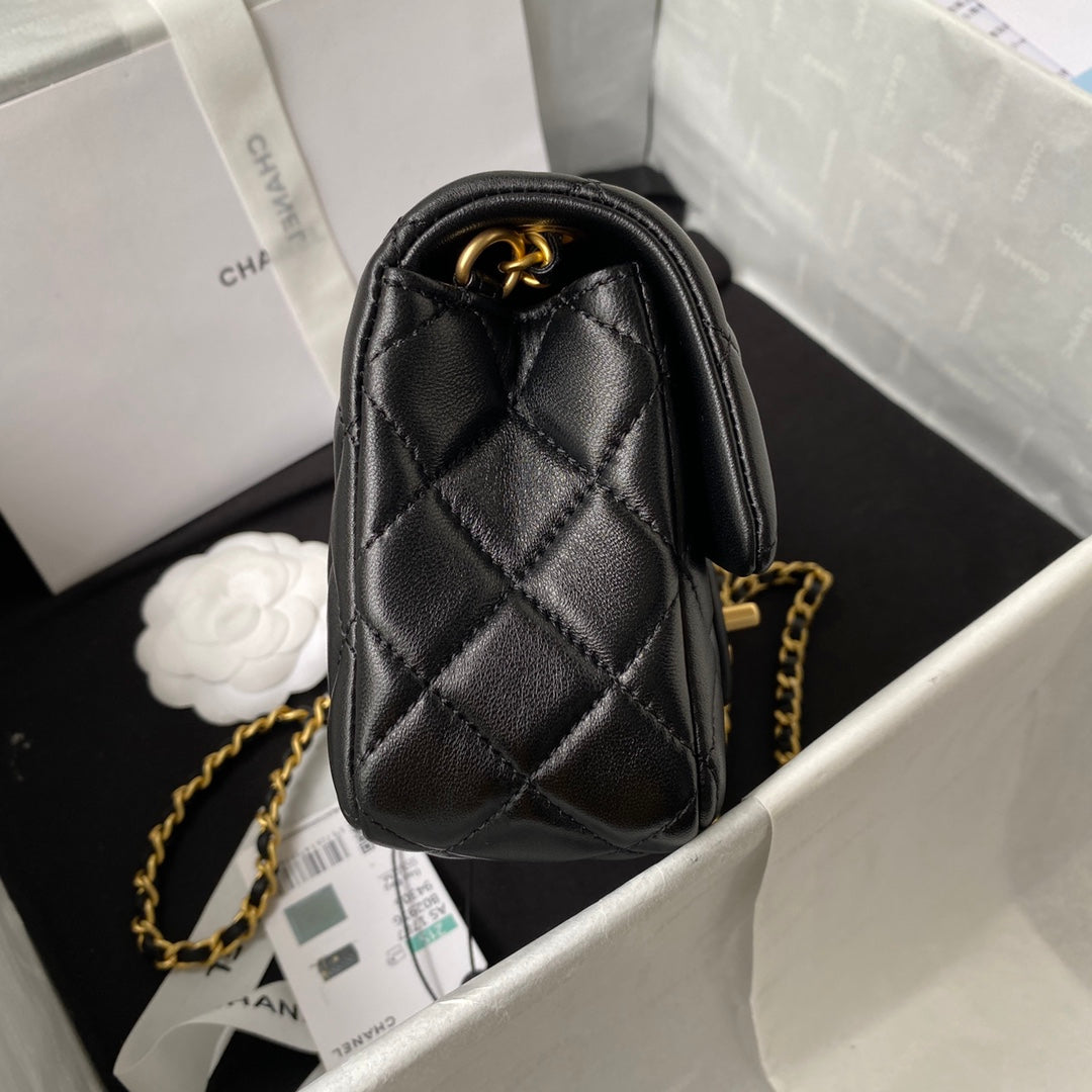 20CM black CF mini flap chain crossbody bag AS1787