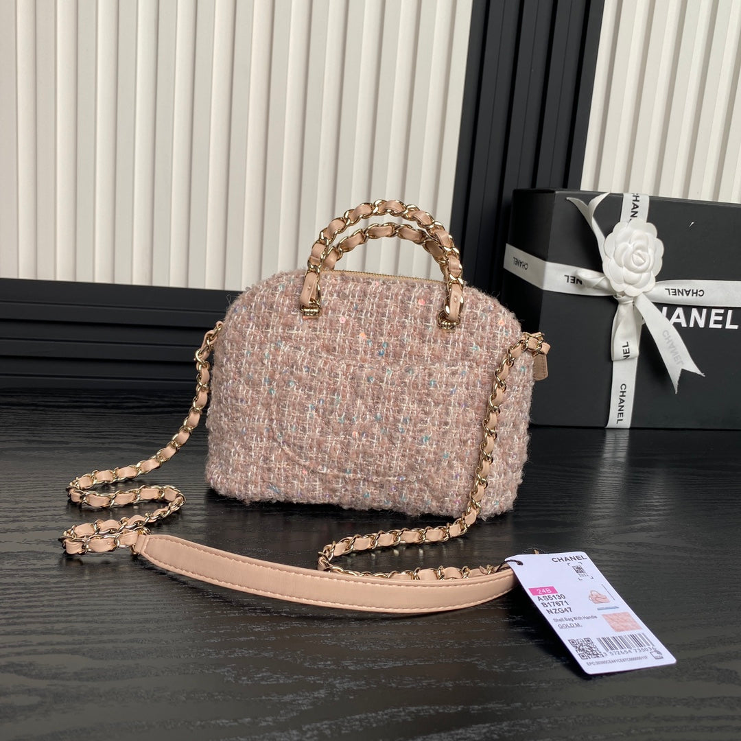 CHA 20CM pink diagonal shell box crossbody single shoulder AS5130