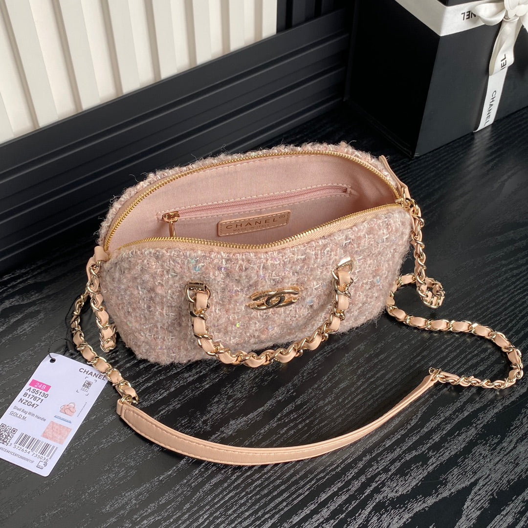 CHA 20CM pink diagonal shell box crossbody single shoulder AS5130