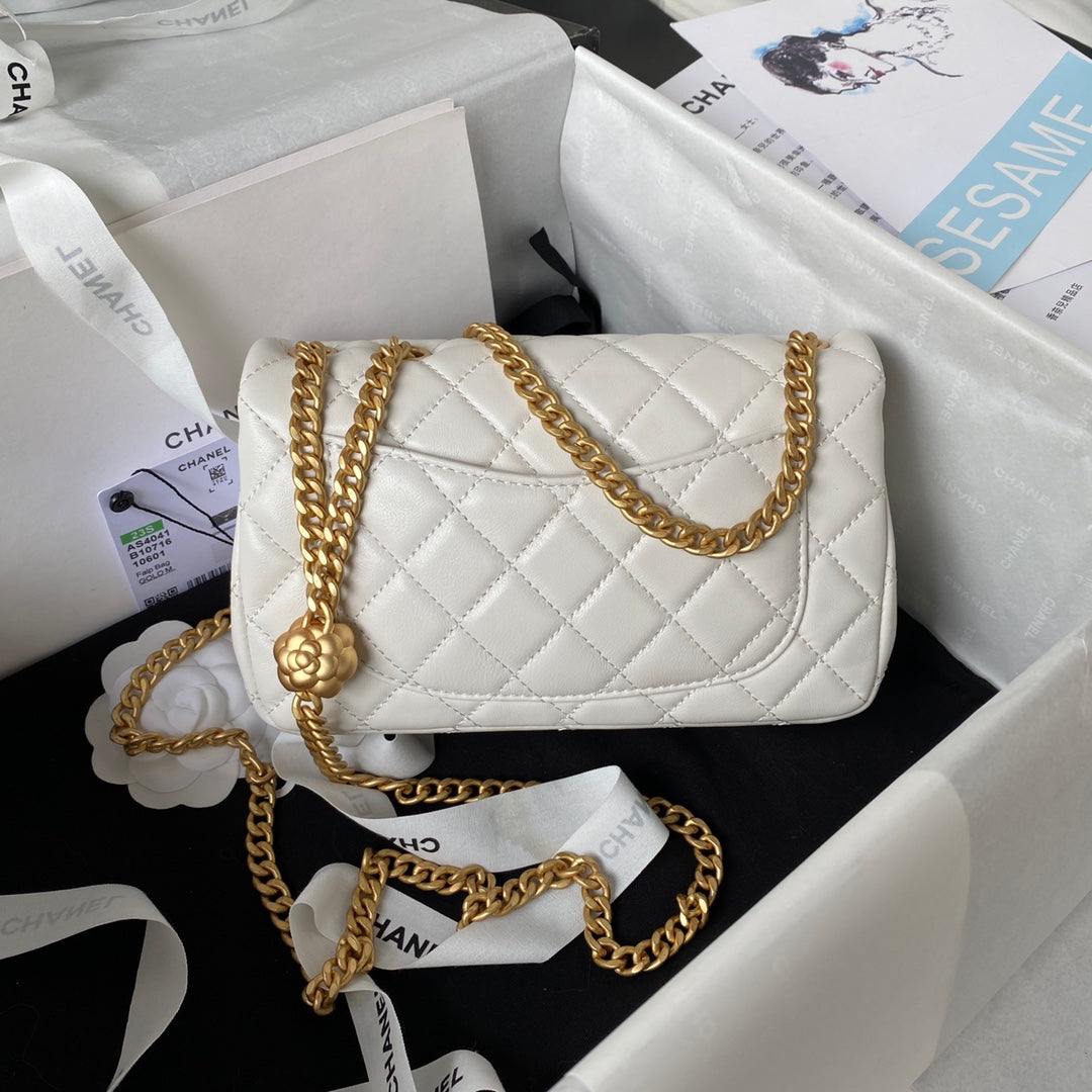 cha 13cm white golden ball chain shoulder bag as4041