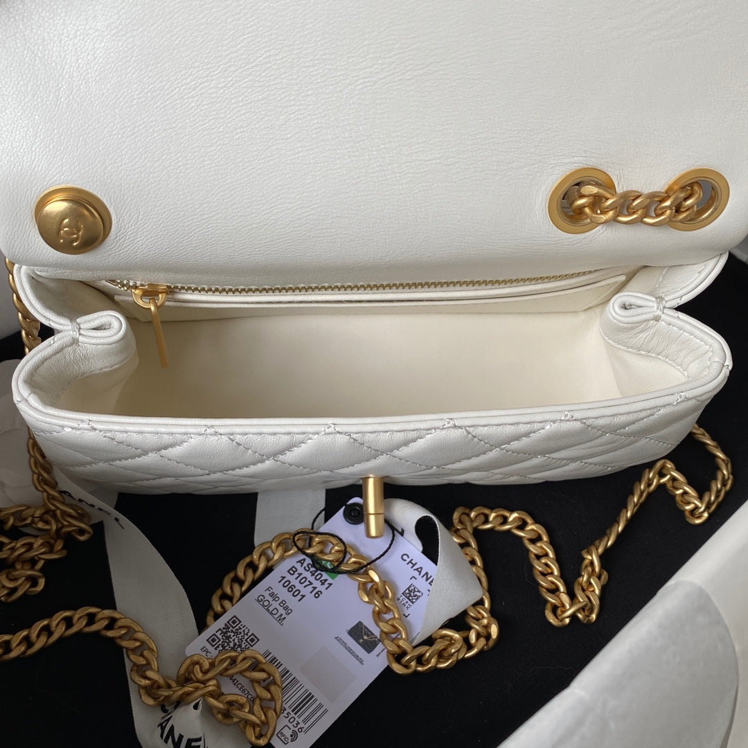 cha 13cm white golden ball chain shoulder bag as4041