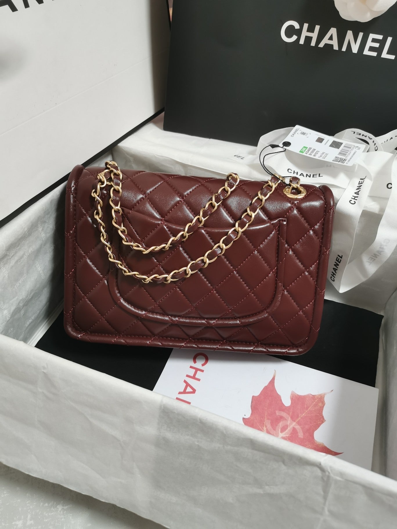 25CM burgundy sheepskin crossbody shoulder bag AS4686