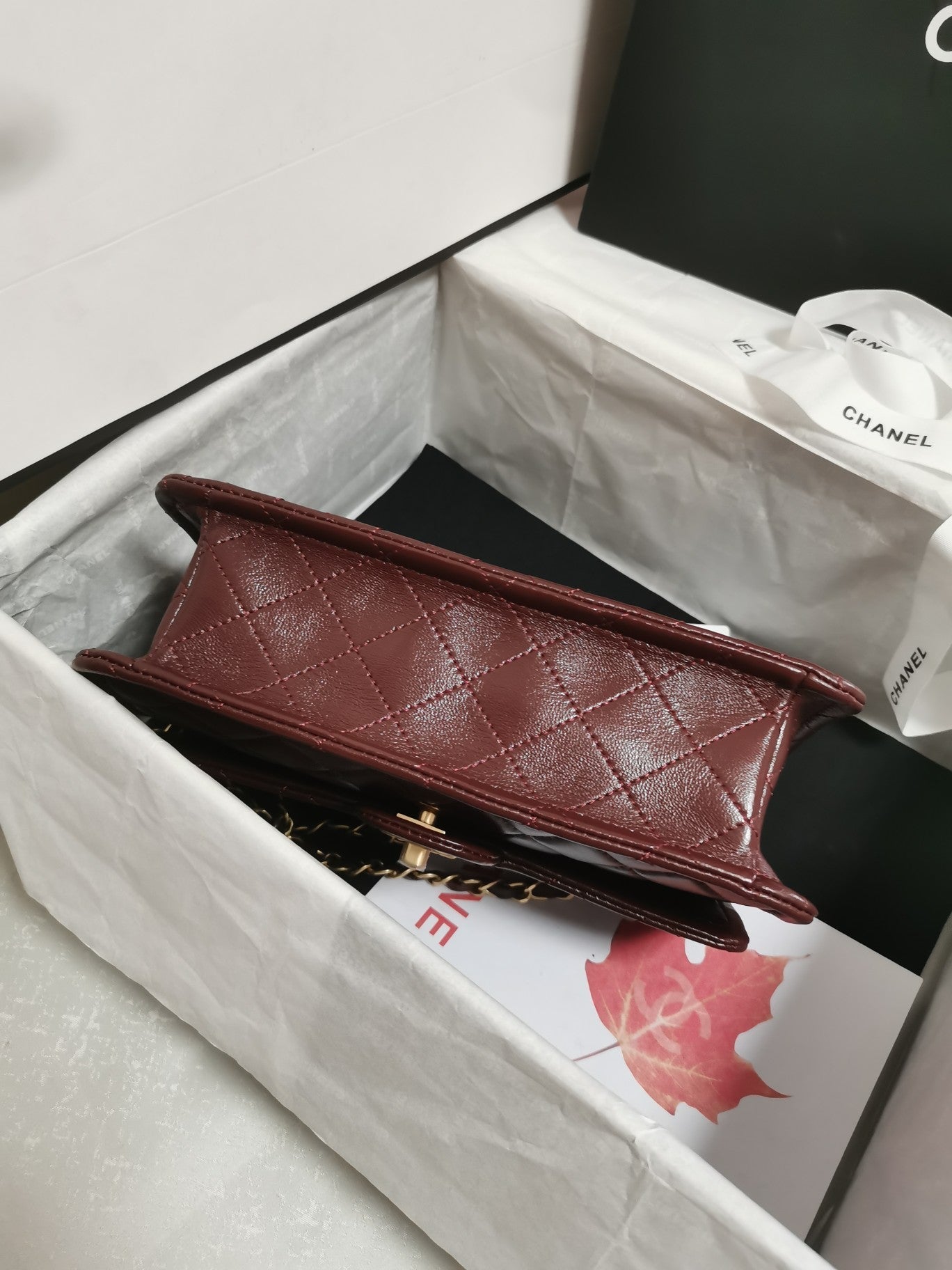 25CM burgundy sheepskin crossbody shoulder bag AS4686