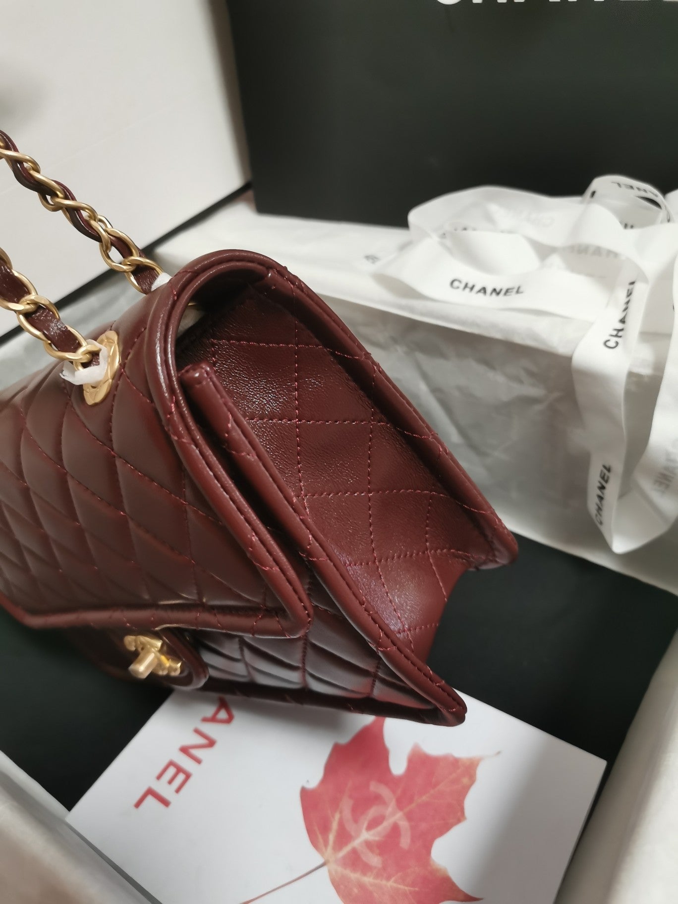 25CM burgundy sheepskin crossbody shoulder bag AS4686