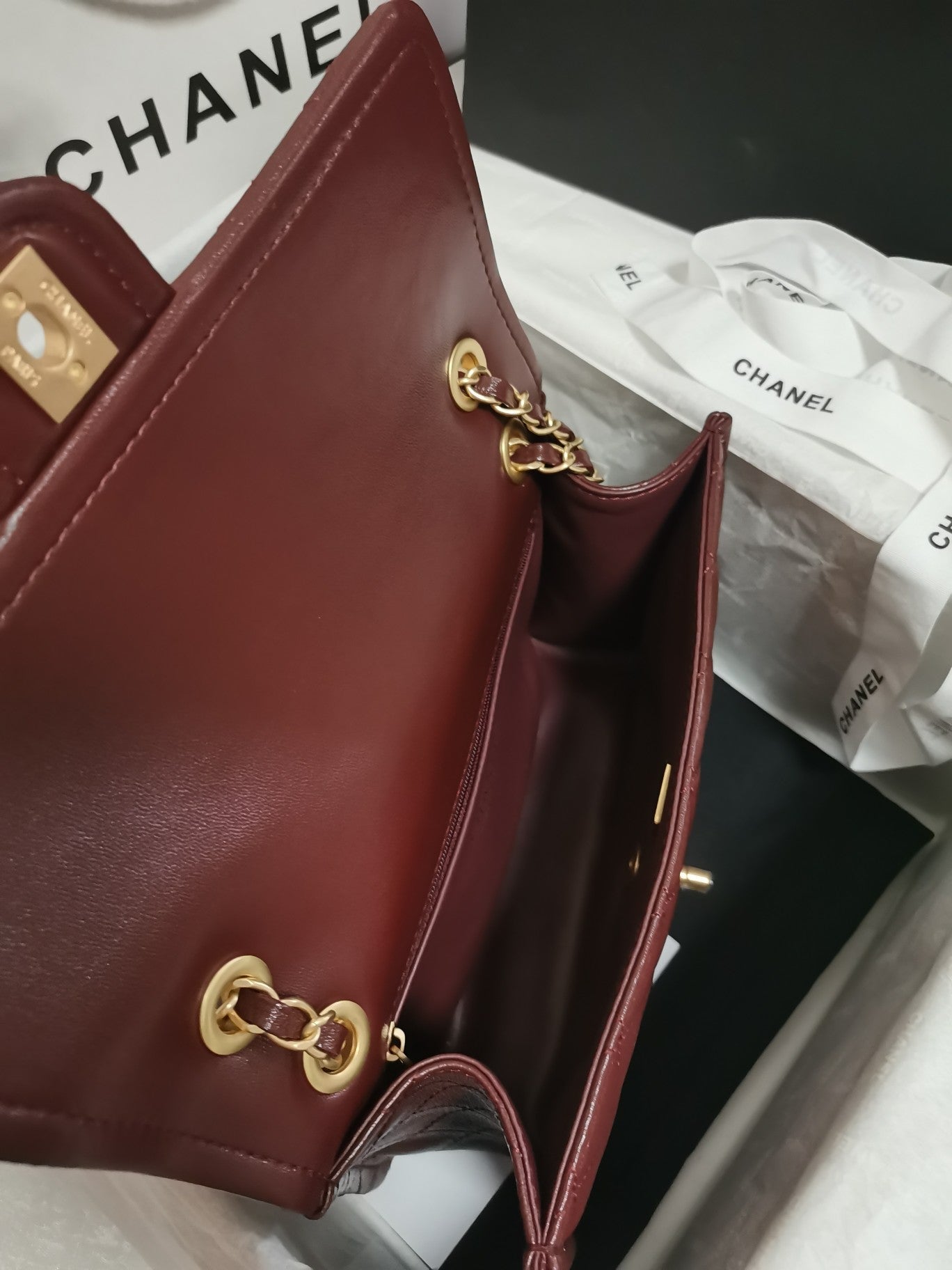 25CM burgundy sheepskin crossbody shoulder bag AS4686