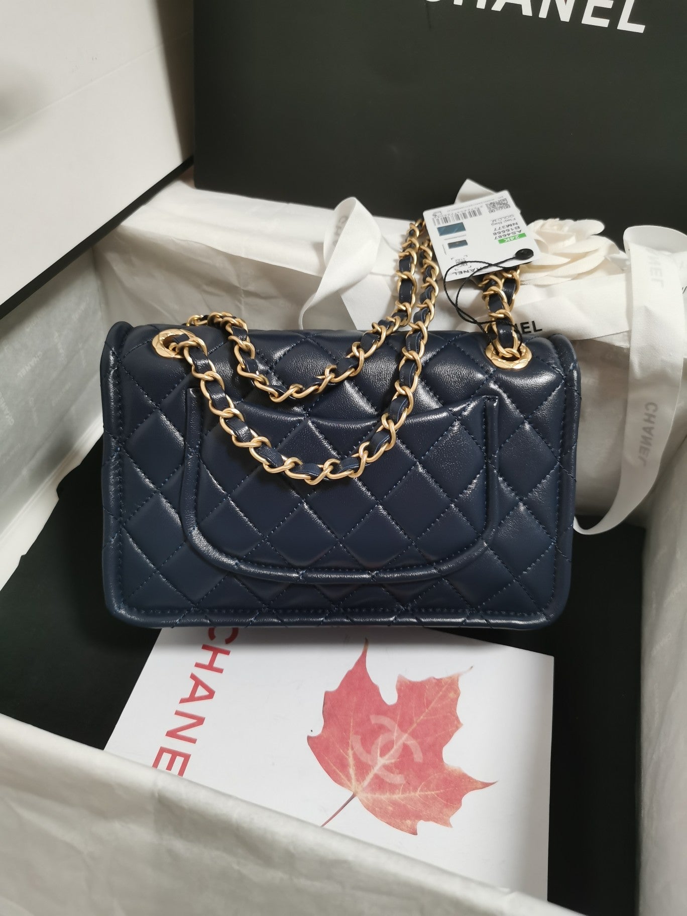 22.5CM Blue Sheepskin Cross Shoulder Bag AS4687