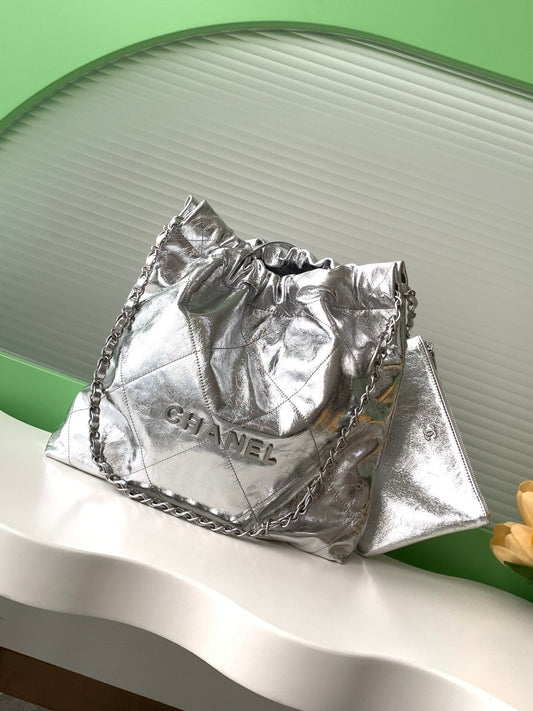 35CM Silver Color Garbage Bag Handheld Shoulder Bag AS3260