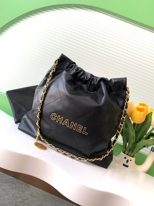 CHA 35CM Black Garbage Bag Handheld Shoulder Bag AS3260