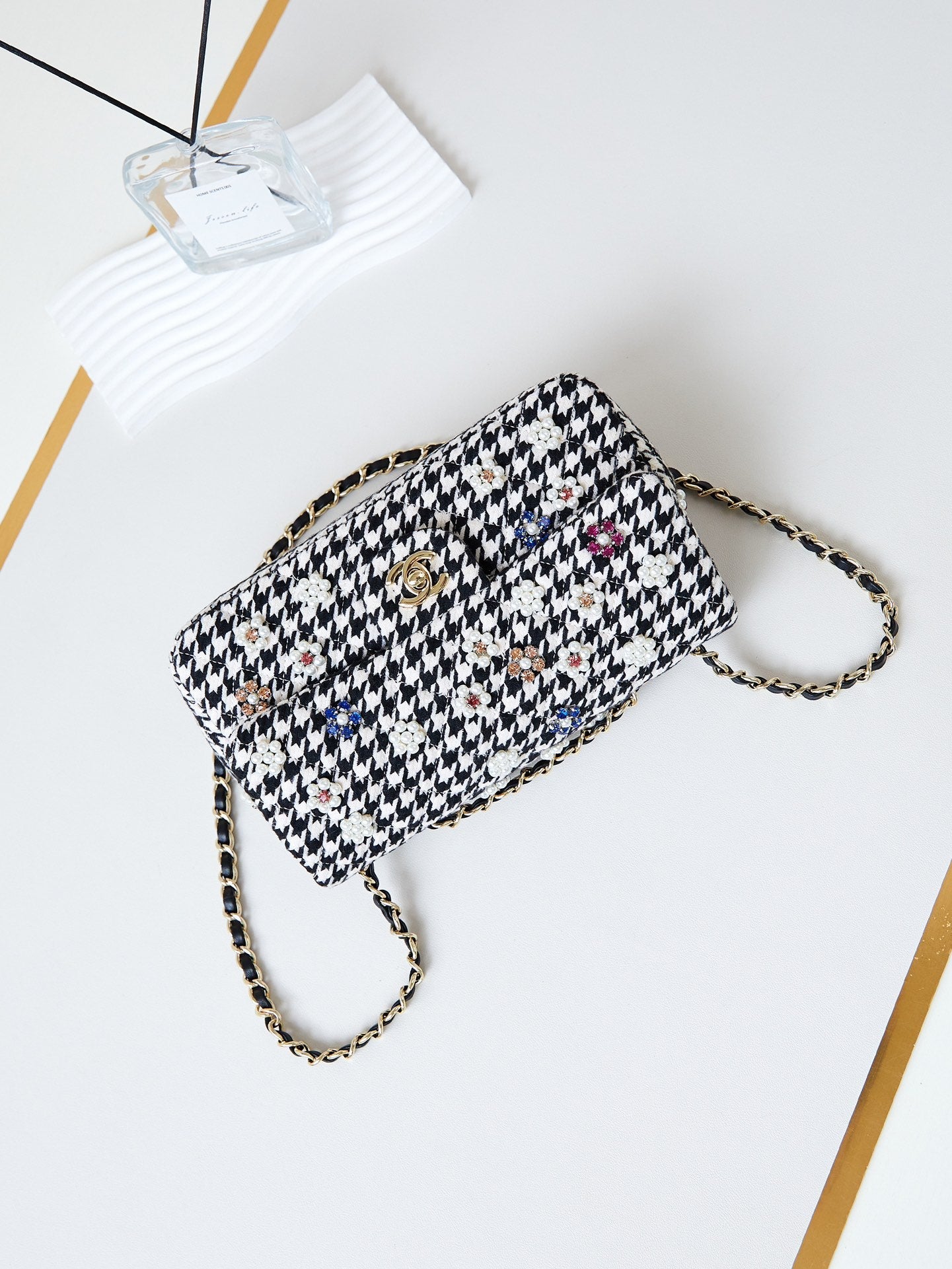 25CM sequined pearl CF shoulder crossbody bag AS1112