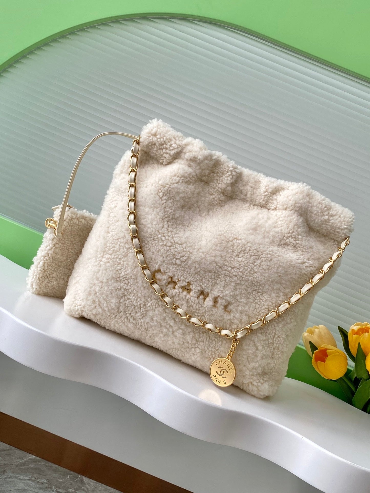 CHA 24K Mini Wool 22 Pink Underarm Bag AS3260