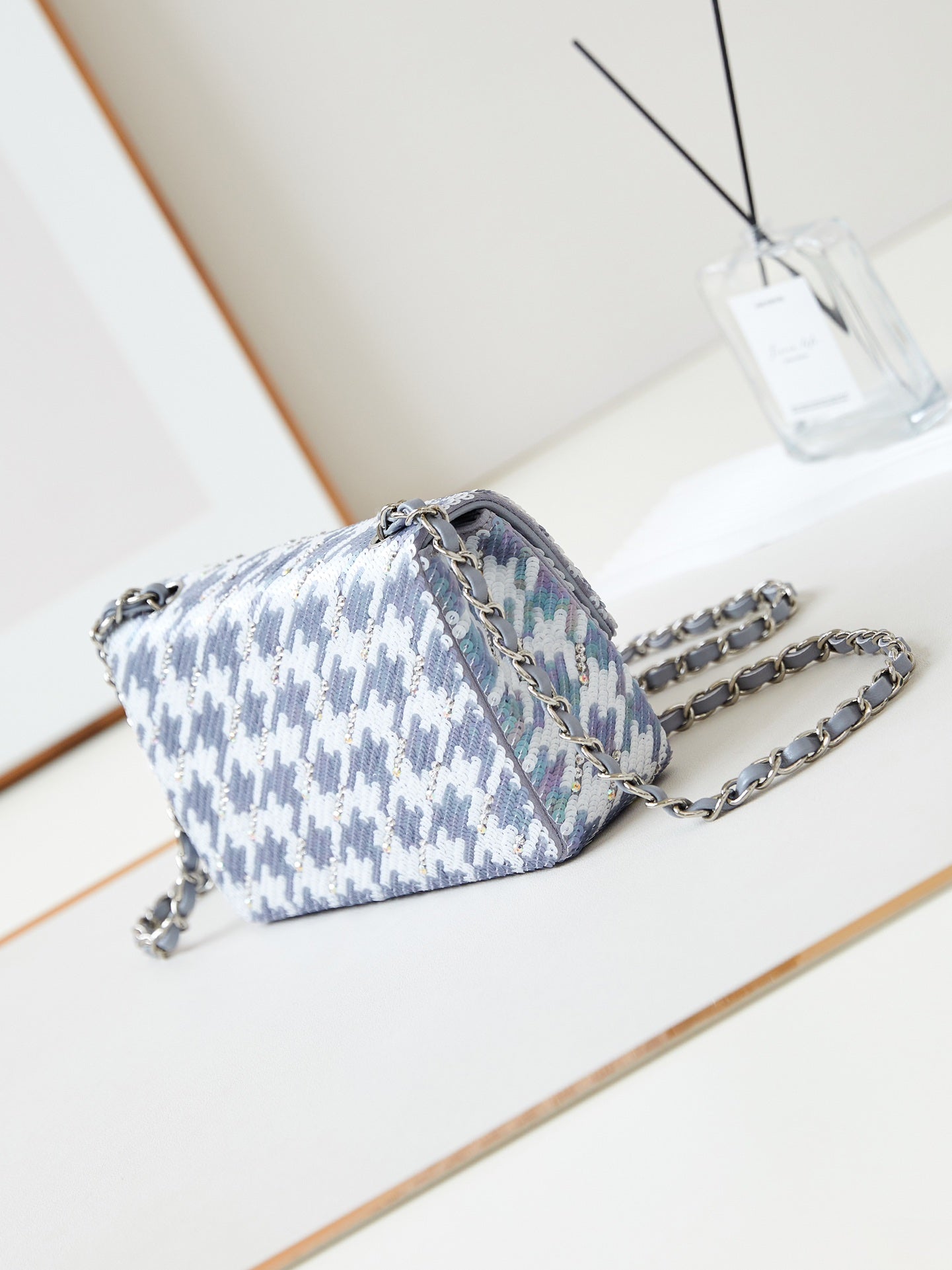 CHA 14CM Blue Swallow Color Diamond Cross Shoulder Bag AS4298