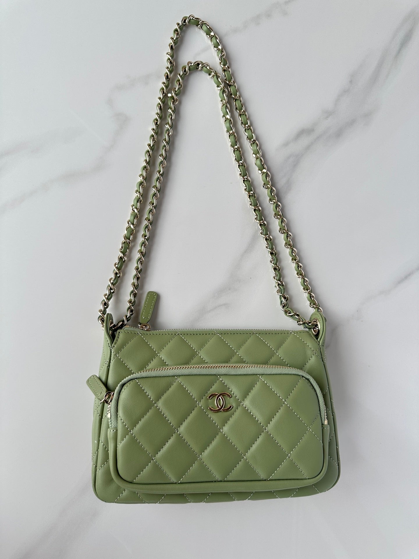 CHA 21CM green shoulder crossbody bag AS4349