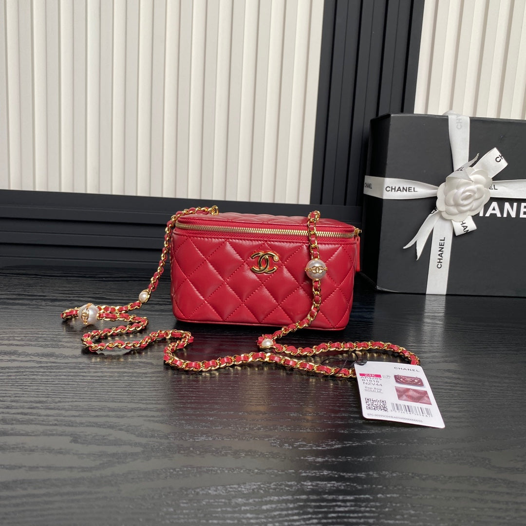 CHA 17CM Red 24K Pearl Cross Shoulder Bag AP4285