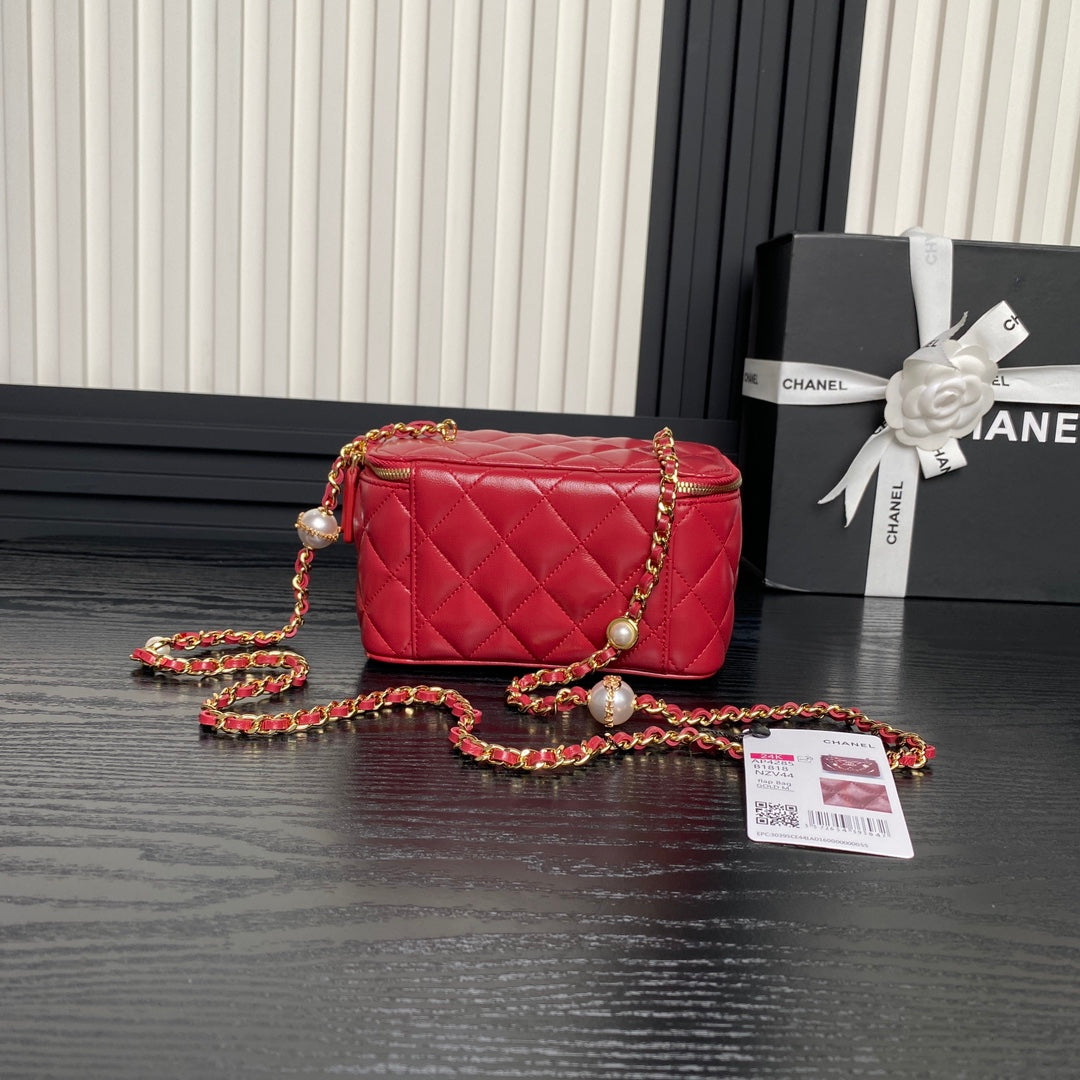 CHA 17CM Red 24K Pearl Cross Shoulder Bag AP4285