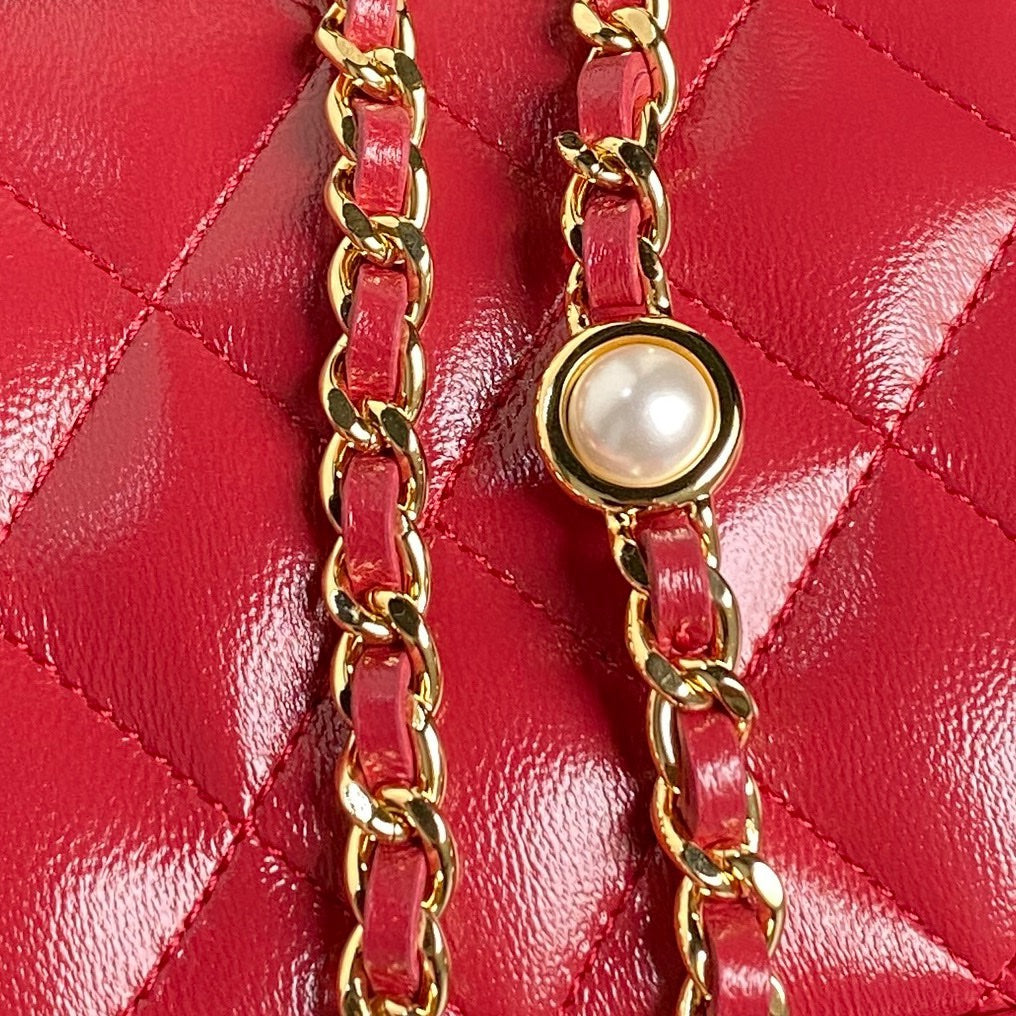 CHA 17CM Red 24K Pearl Cross Shoulder Bag AP4285